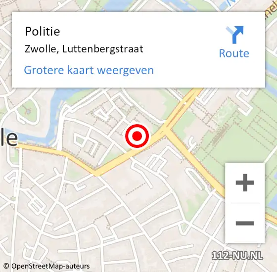 Locatie op kaart van de 112 melding: Politie Zwolle, Luttenbergstraat op 25 september 2023 10:51
