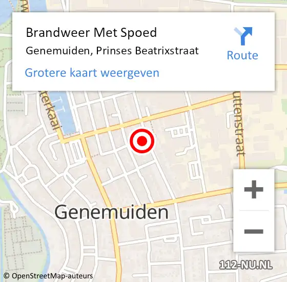 Locatie op kaart van de 112 melding: Brandweer Met Spoed Naar Genemuiden, Prinses Beatrixstraat op 25 september 2023 10:51