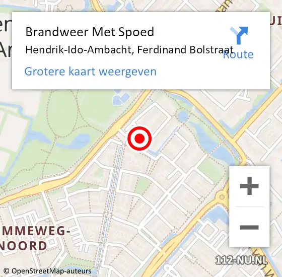 Locatie op kaart van de 112 melding: Brandweer Met Spoed Naar Hendrik-Ido-Ambacht, Ferdinand Bolstraat op 25 september 2023 10:52