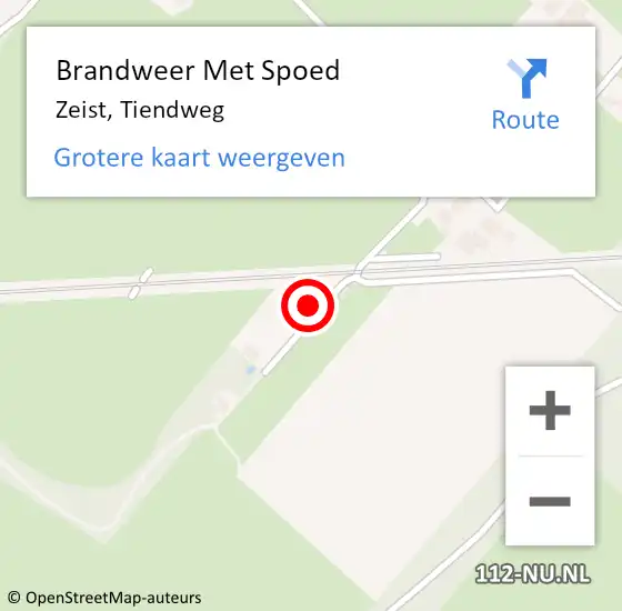 Locatie op kaart van de 112 melding: Brandweer Met Spoed Naar Zeist, Tiendweg op 25 september 2023 10:54