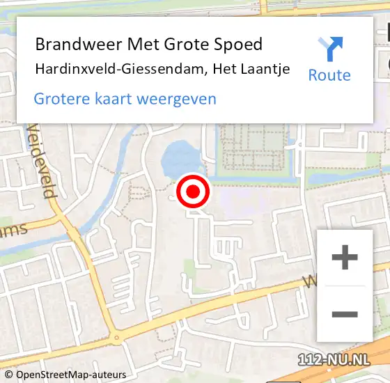 Locatie op kaart van de 112 melding: Brandweer Met Grote Spoed Naar Hardinxveld-Giessendam, Het Laantje op 25 september 2023 10:59