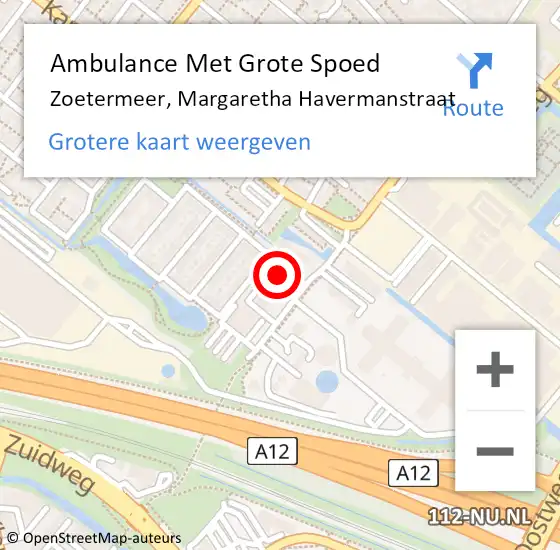 Locatie op kaart van de 112 melding: Ambulance Met Grote Spoed Naar Zoetermeer, Margaretha Havermanstraat op 25 september 2023 11:12