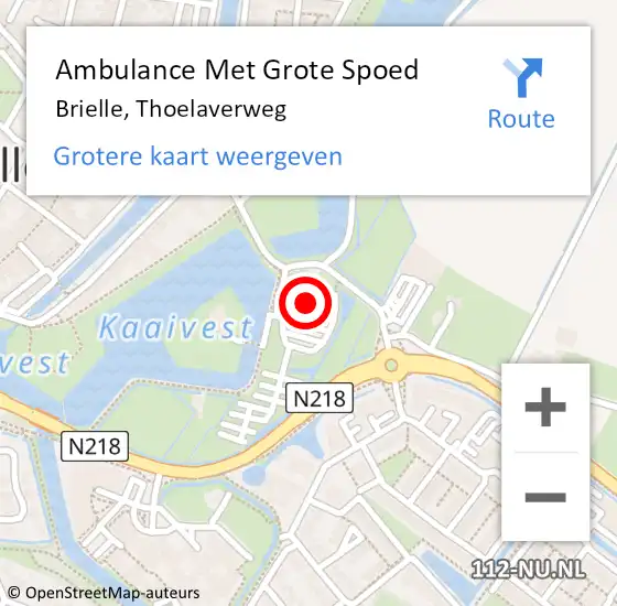 Locatie op kaart van de 112 melding: Ambulance Met Grote Spoed Naar Brielle, Thoelaverweg op 25 september 2023 11:34