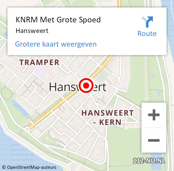 Locatie op kaart van de 112 melding: KNRM Met Grote Spoed Naar Hansweert op 25 september 2023 11:35