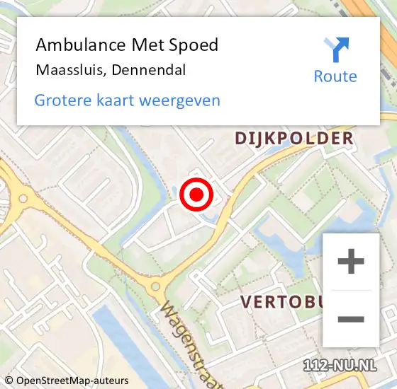 Locatie op kaart van de 112 melding: Ambulance Met Spoed Naar Maassluis, Dennendal op 25 september 2023 11:58