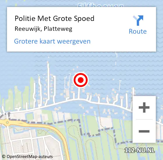 Locatie op kaart van de 112 melding: Politie Met Grote Spoed Naar Reeuwijk, Platteweg op 25 september 2023 12:34