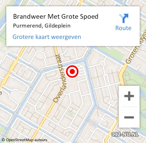 Locatie op kaart van de 112 melding: Brandweer Met Grote Spoed Naar Purmerend, Gildeplein op 25 september 2023 12:54