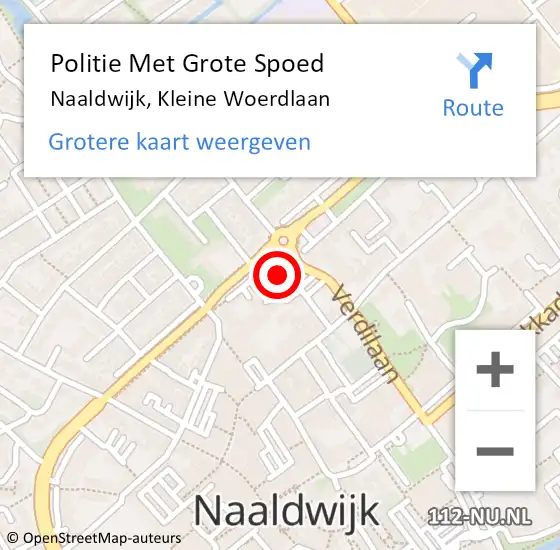 Locatie op kaart van de 112 melding: Politie Met Grote Spoed Naar Naaldwijk, Kleine Woerdlaan op 25 september 2023 12:55