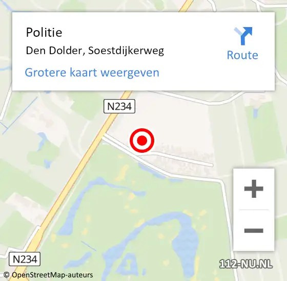 Locatie op kaart van de 112 melding: Politie Den Dolder, Soestdijkerweg op 25 september 2023 13:29