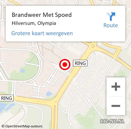 Locatie op kaart van de 112 melding: Brandweer Met Spoed Naar Hilversum, Olympia op 25 september 2023 13:30