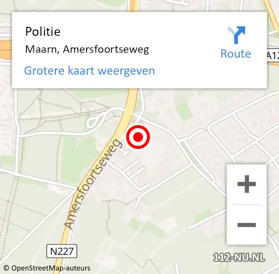 Locatie op kaart van de 112 melding: Politie Maarn, Amersfoortseweg op 25 september 2023 13:37