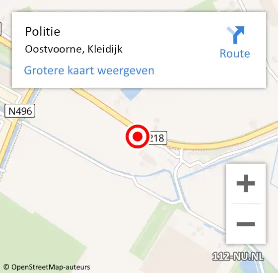 Locatie op kaart van de 112 melding: Politie Oostvoorne, Kleidijk op 25 september 2023 13:40