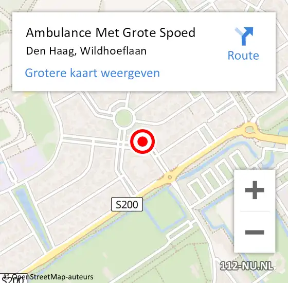 Locatie op kaart van de 112 melding: Ambulance Met Grote Spoed Naar Den Haag, Wildhoeflaan op 25 september 2023 13:40