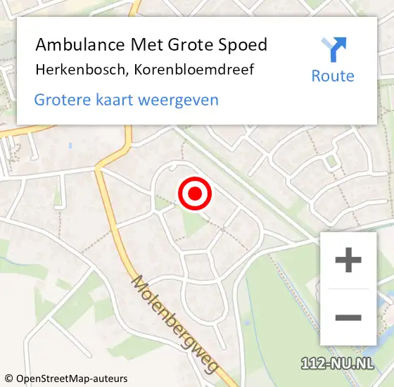 Locatie op kaart van de 112 melding: Ambulance Met Grote Spoed Naar Herkenbosch, Korenbloemdreef op 9 september 2014 12:19