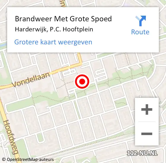 Locatie op kaart van de 112 melding: Brandweer Met Grote Spoed Naar Harderwijk, P.C. Hooftplein op 25 september 2023 13:46