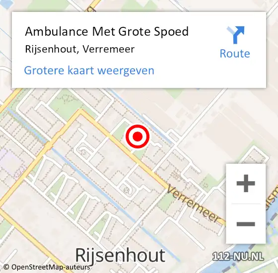 Locatie op kaart van de 112 melding: Ambulance Met Grote Spoed Naar Rijsenhout, Verremeer op 25 september 2023 14:04