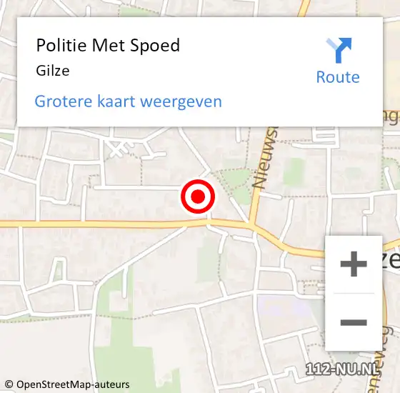 Locatie op kaart van de 112 melding: Politie Met Spoed Naar Gilze op 25 september 2023 14:06