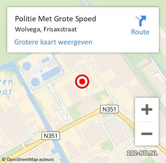 Locatie op kaart van de 112 melding: Politie Met Grote Spoed Naar Wolvega, Frisaxstraat op 25 september 2023 14:19