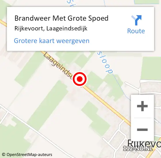 Locatie op kaart van de 112 melding: Brandweer Met Grote Spoed Naar Rijkevoort, Laageindsedijk op 25 september 2023 14:24