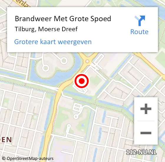 Locatie op kaart van de 112 melding: Brandweer Met Grote Spoed Naar Tilburg, Moerse Dreef op 25 september 2023 14:27