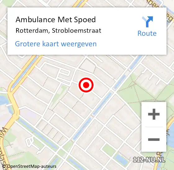 Locatie op kaart van de 112 melding: Ambulance Met Spoed Naar Rotterdam, Strobloemstraat op 25 september 2023 14:31