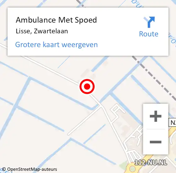 Locatie op kaart van de 112 melding: Ambulance Met Spoed Naar Lisse, Zwartelaan op 25 september 2023 14:34