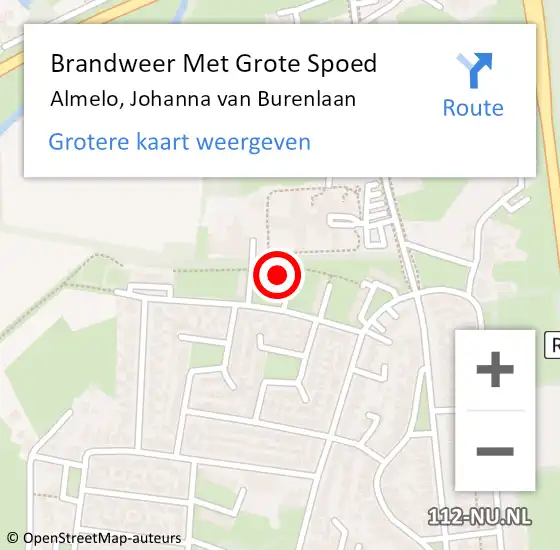 Locatie op kaart van de 112 melding: Brandweer Met Grote Spoed Naar Almelo, Johanna van Burenlaan op 25 september 2023 14:38
