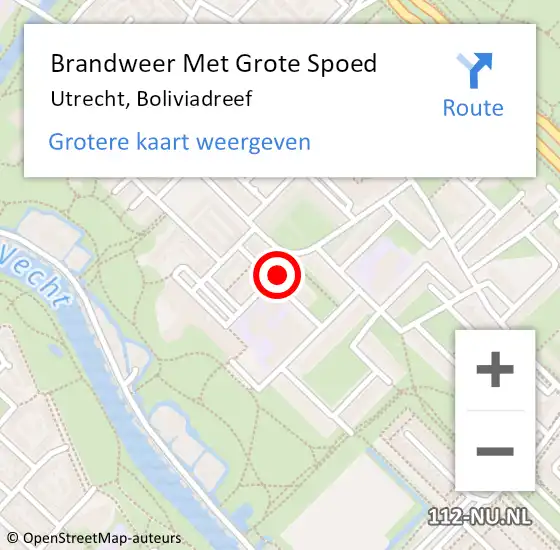 Locatie op kaart van de 112 melding: Brandweer Met Grote Spoed Naar Utrecht, Boliviadreef op 25 september 2023 15:01