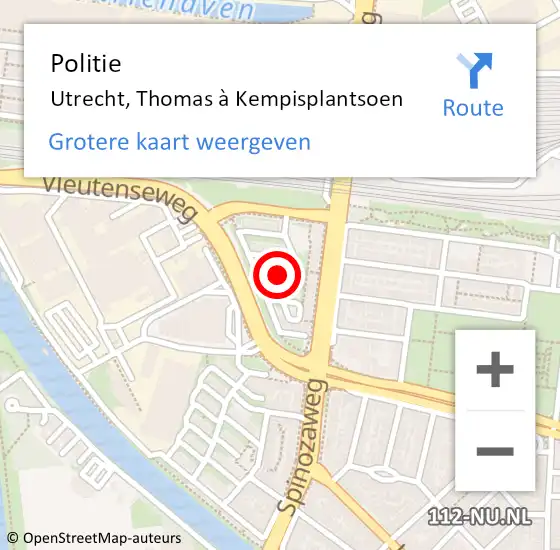 Locatie op kaart van de 112 melding: Politie Utrecht, Thomas à Kempisplantsoen op 25 september 2023 15:03