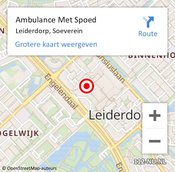 Locatie op kaart van de 112 melding: Ambulance Met Spoed Naar Leiderdorp, Soeverein op 25 september 2023 15:07