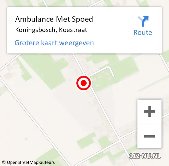 Locatie op kaart van de 112 melding: Ambulance Met Spoed Naar Koningsbosch, Koestraat op 25 september 2023 15:11