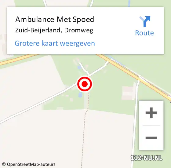 Locatie op kaart van de 112 melding: Ambulance Met Spoed Naar Zuid-Beijerland, Dromweg op 25 september 2023 15:24