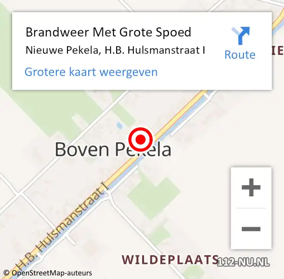 Locatie op kaart van de 112 melding: Brandweer Met Grote Spoed Naar Nieuwe Pekela, H.B. Hulsmanstraat I op 25 september 2023 15:45