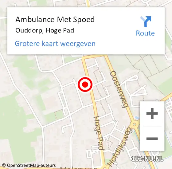 Locatie op kaart van de 112 melding: Ambulance Met Spoed Naar Ouddorp, Hoge Pad op 25 september 2023 15:48