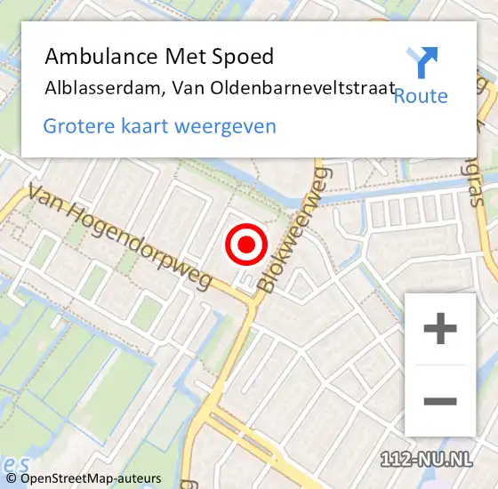 Locatie op kaart van de 112 melding: Ambulance Met Spoed Naar Alblasserdam, Van Oldenbarneveltstraat op 25 september 2023 15:54