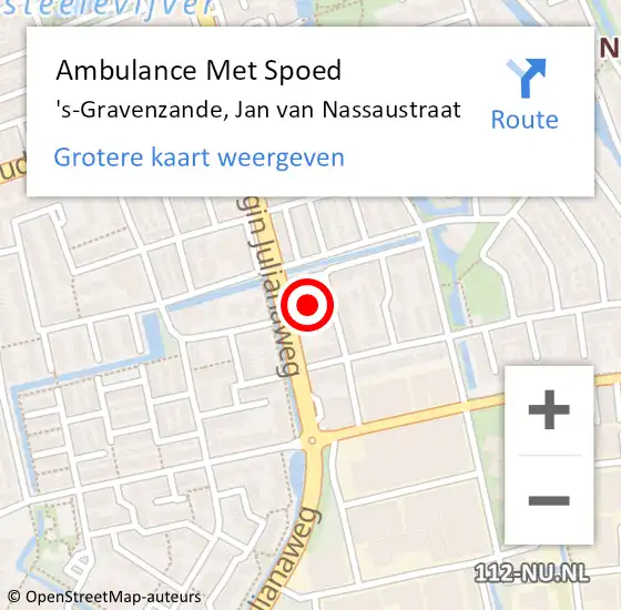 Locatie op kaart van de 112 melding: Ambulance Met Spoed Naar 's-Gravenzande, Jan van Nassaustraat op 25 september 2023 16:02