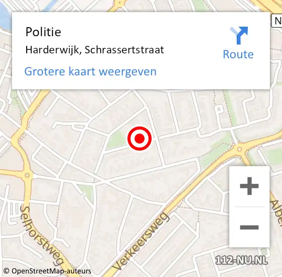 Locatie op kaart van de 112 melding: Politie Harderwijk, Schrassertstraat op 25 september 2023 16:05