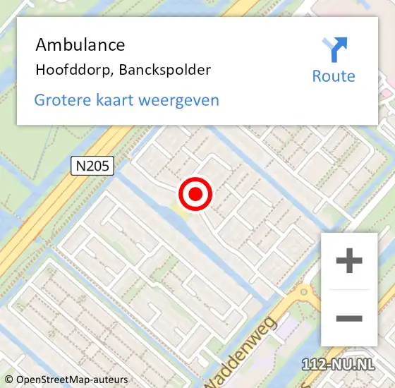 Locatie op kaart van de 112 melding: Ambulance Hoofddorp, Banckspolder op 25 september 2023 16:07