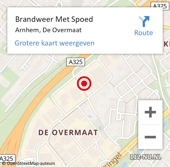 Locatie op kaart van de 112 melding: Brandweer Met Spoed Naar Arnhem, De Overmaat op 25 september 2023 16:16