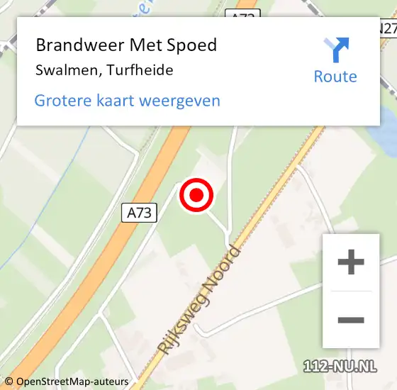 Locatie op kaart van de 112 melding: Brandweer Met Spoed Naar Swalmen, Turfheide op 25 september 2023 16:19