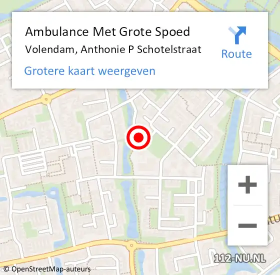 Locatie op kaart van de 112 melding: Ambulance Met Grote Spoed Naar Volendam, Anthonie P Schotelstraat op 25 september 2023 16:23