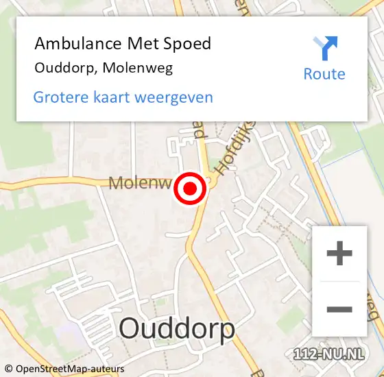 Locatie op kaart van de 112 melding: Ambulance Met Spoed Naar Ouddorp, Molenweg op 25 september 2023 16:23