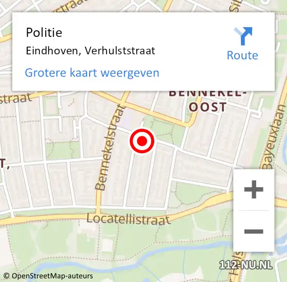 Locatie op kaart van de 112 melding: Politie Eindhoven, Verhulststraat op 25 september 2023 16:39