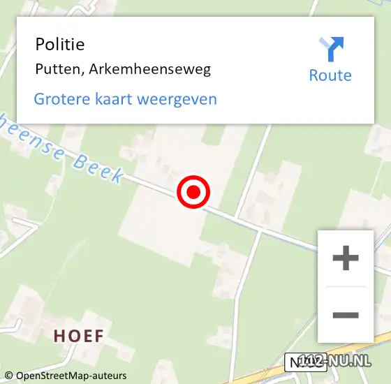 Locatie op kaart van de 112 melding: Politie Putten, Arkemheenseweg op 25 september 2023 16:41