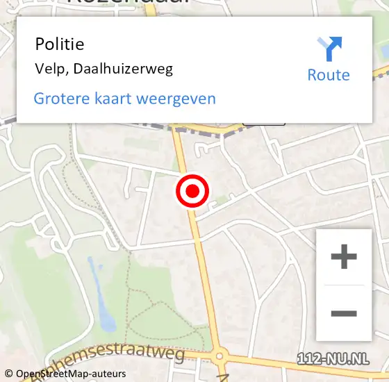 Locatie op kaart van de 112 melding: Politie Velp, Daalhuizerweg op 25 september 2023 16:53
