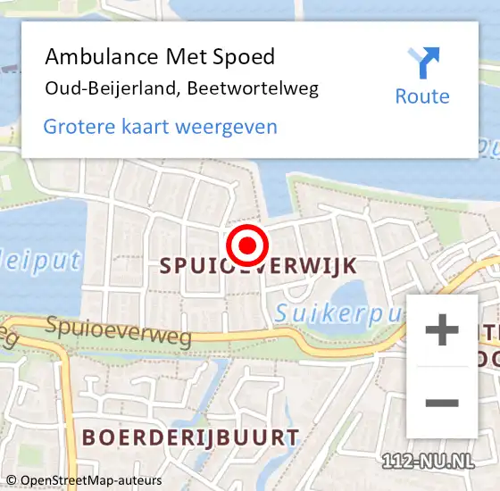 Locatie op kaart van de 112 melding: Ambulance Met Spoed Naar Oud-Beijerland, Beetwortelweg op 25 september 2023 16:54