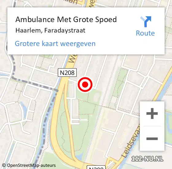 Locatie op kaart van de 112 melding: Ambulance Met Grote Spoed Naar Haarlem, Faradaystraat op 25 september 2023 17:10