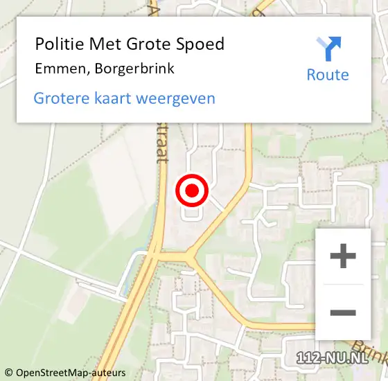 Locatie op kaart van de 112 melding: Politie Met Grote Spoed Naar Emmen, Borgerbrink op 25 september 2023 17:21