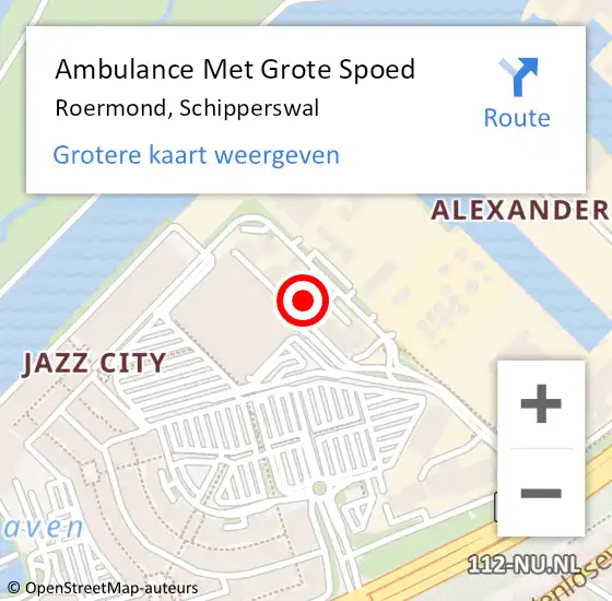 Locatie op kaart van de 112 melding: Ambulance Met Grote Spoed Naar Roermond, Schipperswal op 25 september 2023 17:21