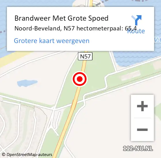 Locatie op kaart van de 112 melding: Brandweer Met Grote Spoed Naar Noord-Beveland, N57 hectometerpaal: 65,4 op 25 september 2023 17:23